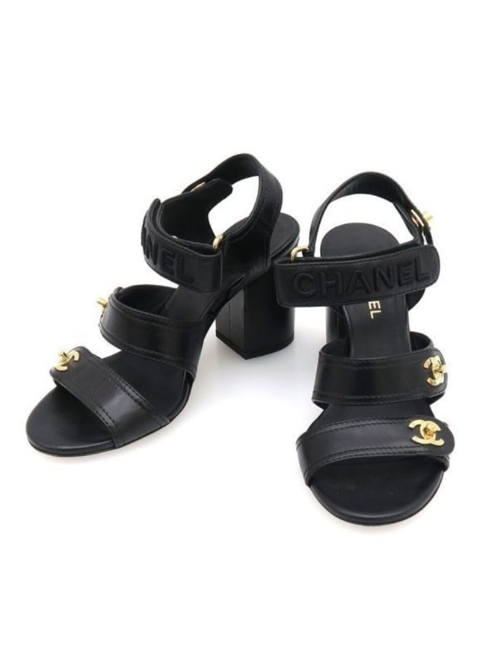Chanel Sandals Leather Black